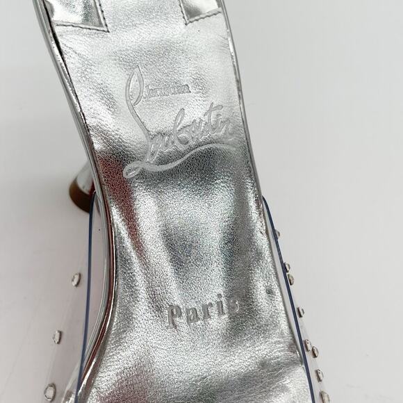 Christian Louboutin Degramule Silver PVC Strass Gradient Mule Sandal Heels EU 36 - Picture 10 of 12